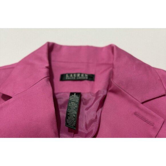 Ralph Lauren Blazer Size 2 Pink Logo Embroidered Chest Pocket Cotton 01 - Picture 3 of 5